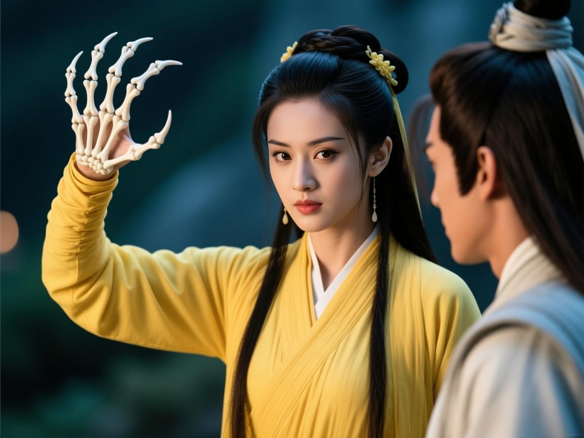 黄衫女子救张无忌，九阴白骨爪震慑周芷若